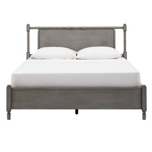 Homelegance By Top-Line Remi Antique Finish Beaded Wood Platform Bed Grey Wood