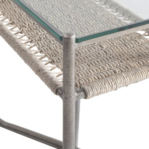 Bernhardt Bernhardt Kendo Accent Table With Tempered Glass Top, Woven Abaca Shelf & Graphite Steel Frame 328122