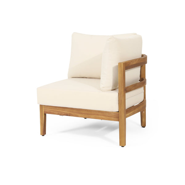 English Elm Crowne Outdoor Corner Chat Set Acacia Wood Woven Rattan Patio Conversation Furniture 74131.00