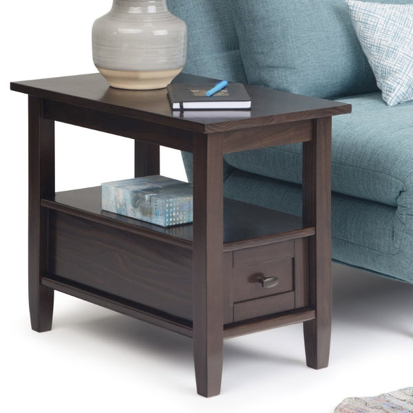 English Elm Warm Solid Wood 14" Transitional Narrow Side Table In Tobacco Brown - Stylish, Space-Saving Design! B136P159662-GIGA