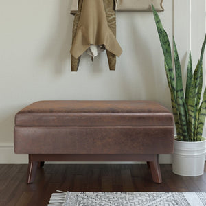 English Elm Owen - Versatile Mid-Century Storage Ottoman In Distressed Chestnut Brown For Stylish Living Spaces B136P159196-GIGA