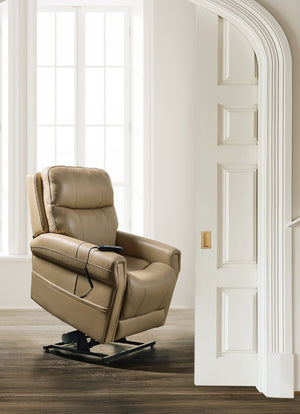 Hooker Furniture Carroll Ultra-Soft Sorrento Sand Power Recliner With Lift, Motorized Headrest & Lumbar Support RC603-PHLL4-082