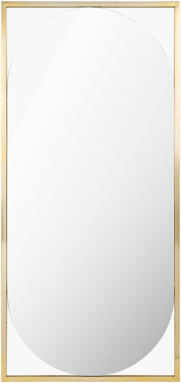 Surya Qayanat Oversized 75"H Metal Full Length Mirror - Versatile Design For Modern Spaces & Glamour Frame, Gold Iron Qay001-7535