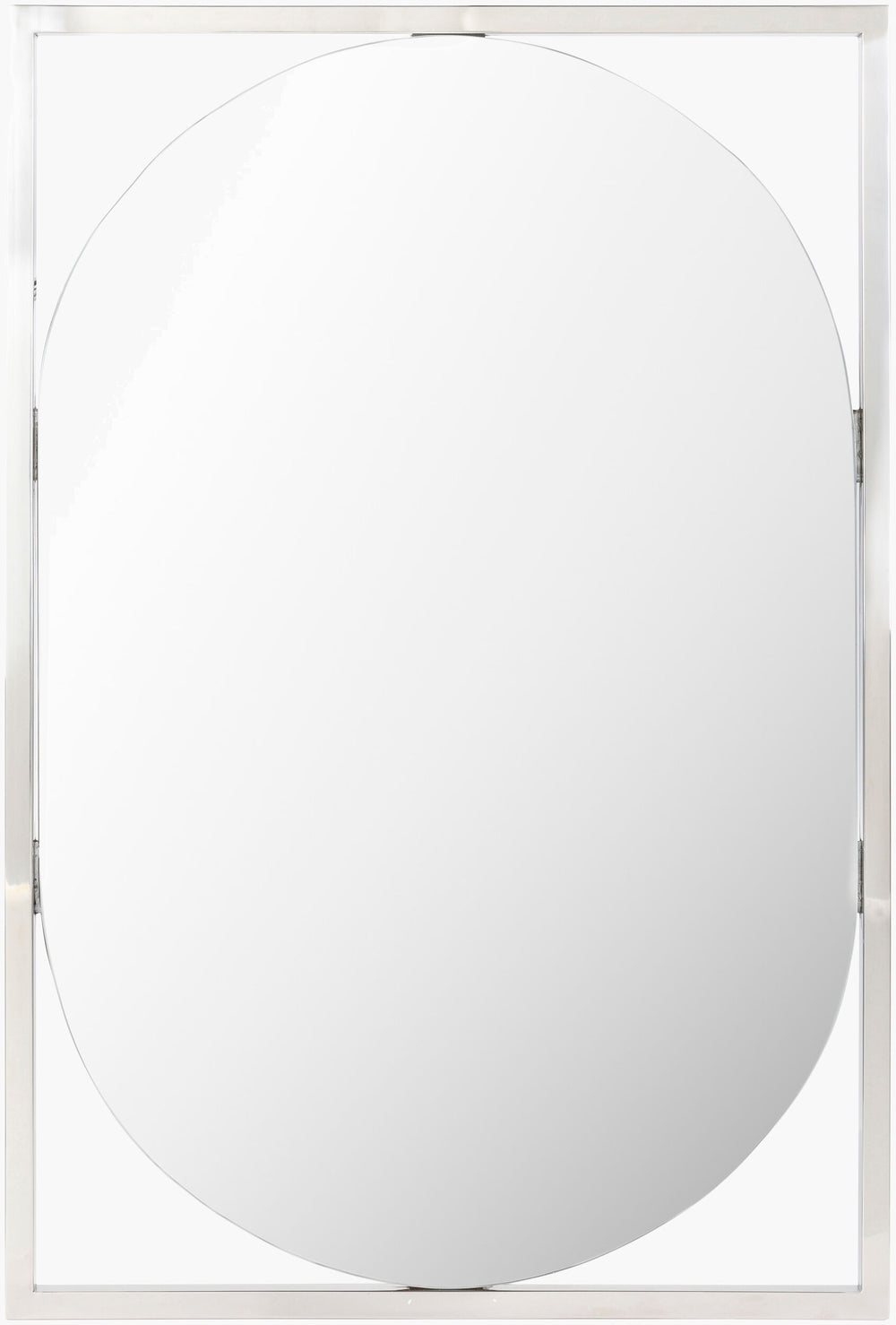 Surya Qayanat 36"H X 24"W Minimalist Accent Mirror - Modern Elegance For Contemporary Home Decor Frame, Metallic ,Silver Stainless Steel Qay002-3624
