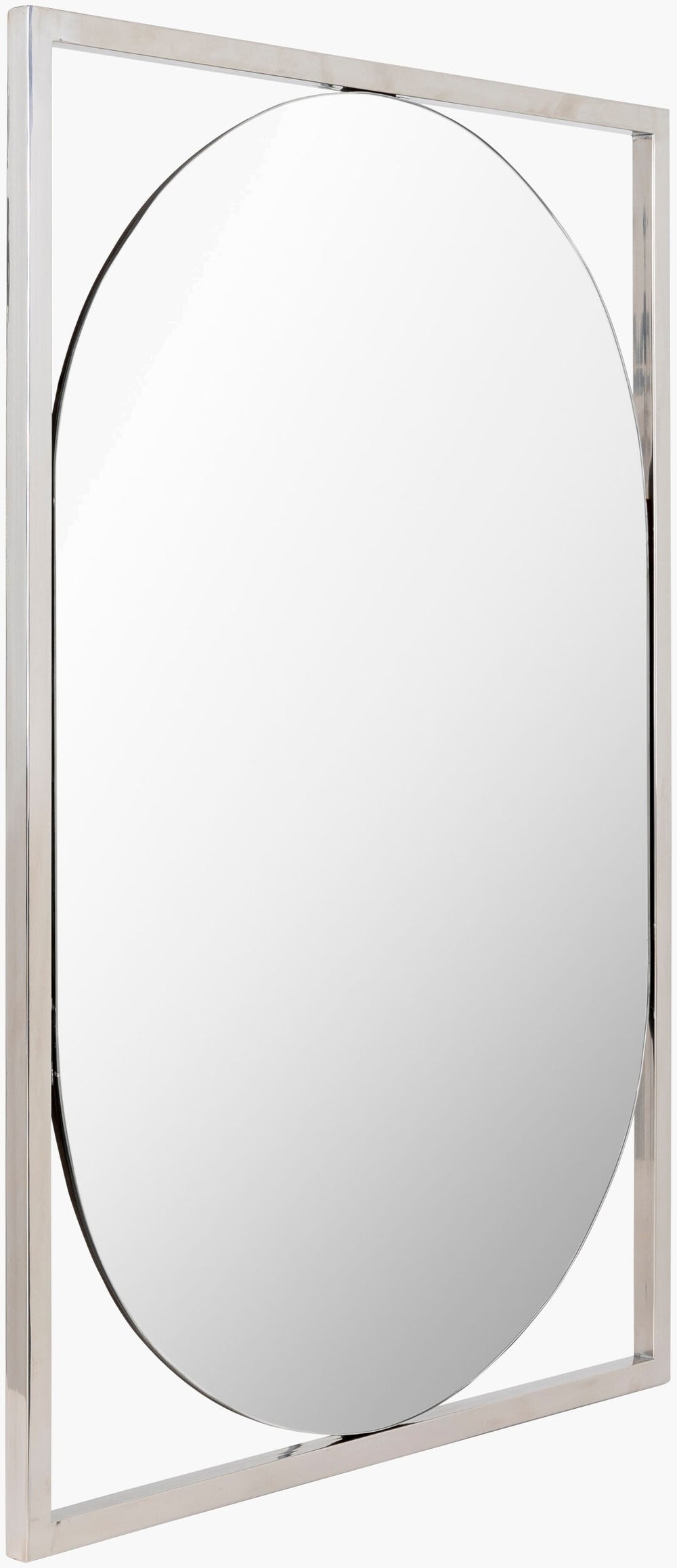 Surya Qayanat 36"H X 24"W Minimalist Accent Mirror - Modern Elegance For Contemporary Home Decor Frame, Metallic ,Silver Stainless Steel Qay002-3624