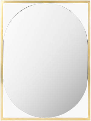 Surya Qayanat 36"H X 24"W Minimalist Accent Mirror - Modern Elegance For Contemporary Home Decor Frame, Gold Iron Qay003-4030