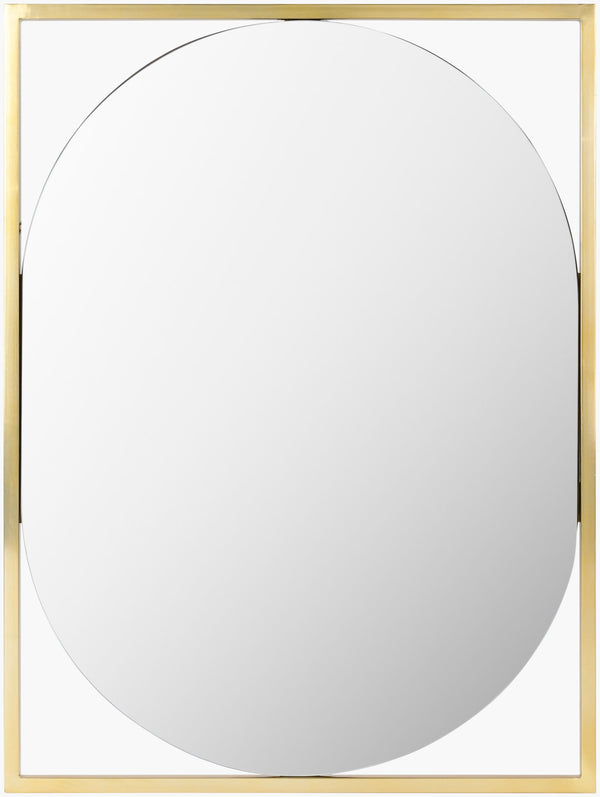 Surya Qayanat 36"H X 24"W Minimalist Accent Mirror - Modern Elegance For Contemporary Home Decor Frame, Gold Iron Qay003-4030