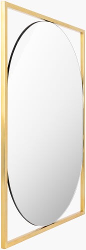 Surya Qayanat 36"H X 24"W Minimalist Accent Mirror - Modern Elegance For Contemporary Home Decor Frame, Gold Iron Qay003-4030