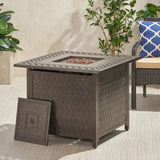 Christopher Knight Home® - Noble House - Amherst Outdoor Square Aluminum Fire Pit, Hammered Bronze