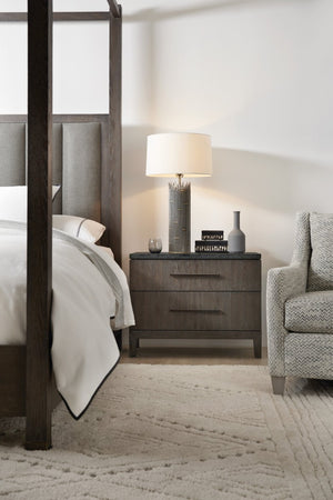 Hooker Furniture Miramar Smoky Arabica San Marcos Nightstand With Bluestone Top, Soft-Close Drawers & Built-In Power 6202-90015-DKW
