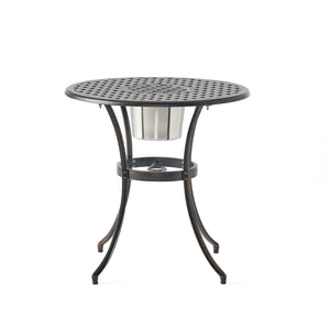English Elm Camden Outdoor Cast Aluminum Bistro Set with Ice Bucket Scrollwork Copper Patio 52255.00COP