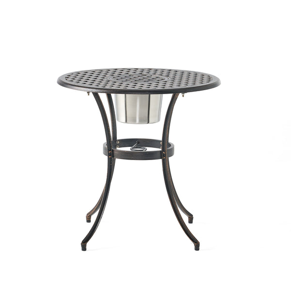 English Elm Camden Outdoor Cast Aluminum Bistro Set with Ice Bucket Scrollwork Copper Patio 52255.00COP