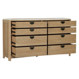 Parker House Escape - Bedroom 8 Drawer Dresser and Mirror Glazed Natural Oak Rubberwood Solids / Oak Veneers BESC-2131-2