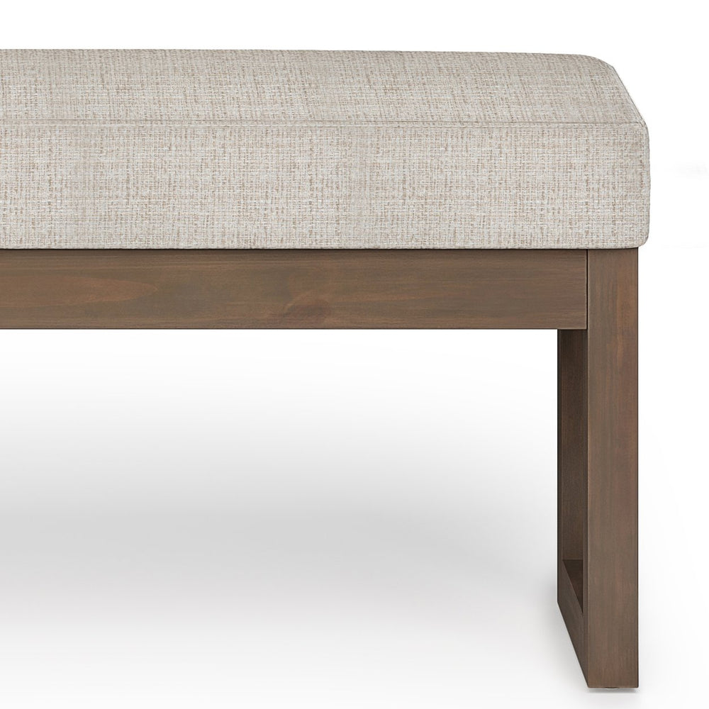 English Elm Milltown Large Ottoman Bench - Chic Platinum Tweed Upholstered Seat For Modern Living Spaces B136P159942