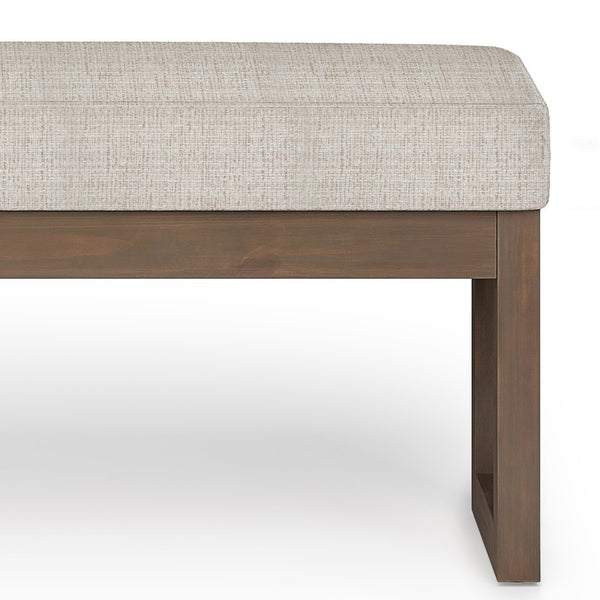 English Elm Milltown Large Ottoman Bench - Chic Platinum Tweed Upholstered Seat For Modern Living Spaces B136P159942
