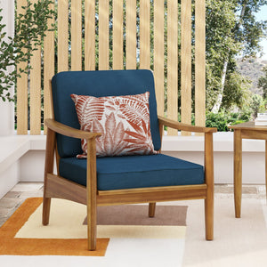 English Elm Christopher Knight Home® - Outdoor Acacia Wood Club Chair Teak with Dark Teal Cushion — Weather-Resistant, 400lb Capacity, Classic Slat Design 68624.00DT