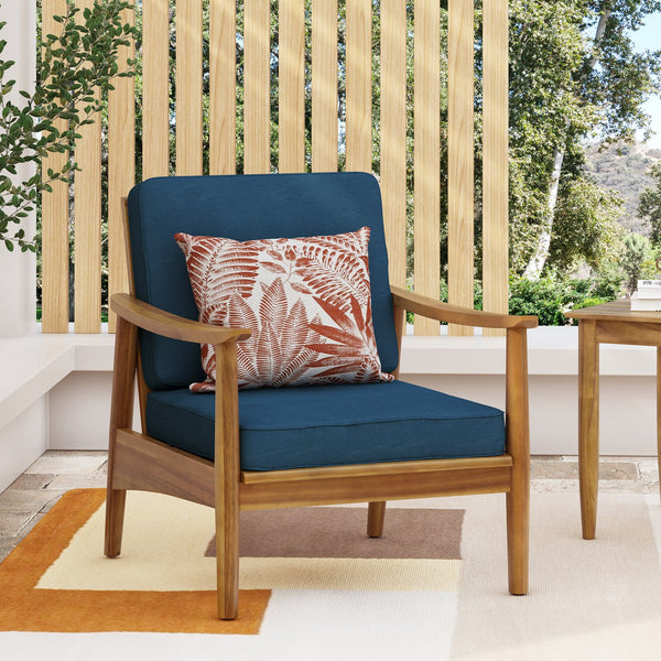 English Elm Christopher Knight Home® - Outdoor Acacia Wood Club Chair Teak with Dark Teal Cushion — Weather-Resistant, 400lb Capacity, Classic Slat Design 68624.00DT