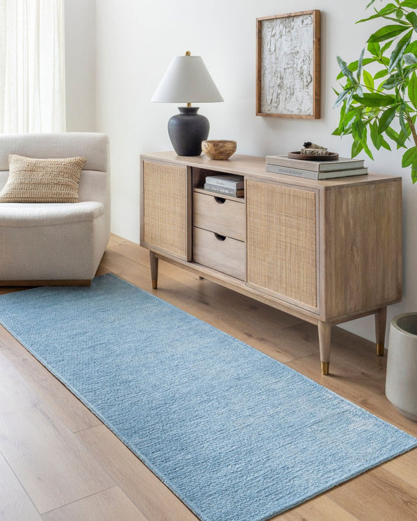Livabliss Quebec Chenille Polyester Runner Rug Soft Low Pile for Hallway or Entryway Pale Blue, Ligh 2'7" x 10' QBC2304-2710