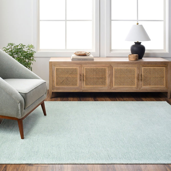 Livabliss Quebec Chenille Polyester Runner Rug Soft Low Pile Hallway Entryway Machine Woven Turkey Seafoam 9'2" x 12' QBC2307-9212