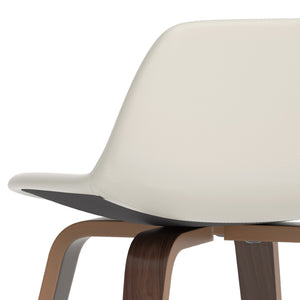 English Elm Randolph Mid-Century Modern Bentwood Stools Set Of 2 - Stylish Faux Leather & Chrome Footrest B136P159442-GIGA