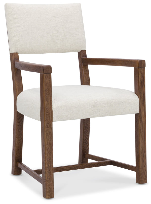 Hooker Furniture Driftwood Oak Arm Chair Worn Saddle Distressed Finish Upholstered Dining Seat 6820-75400-85