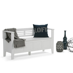 English Elm Adams Entryway Storage Bench - Stylish White Wood Seat With Hidden Storage For Modern Spaces B136P158100
