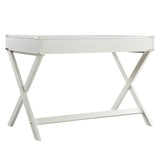 Homelegance By Top-Line Beatrix X-Base Wood Accent Campaign Writing Desk White MDF