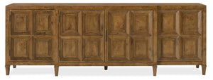Hooker Furniture Melange Nikos Oak Breakfront Credenza with Bronze Hardware and Wire Management 628-85754-82