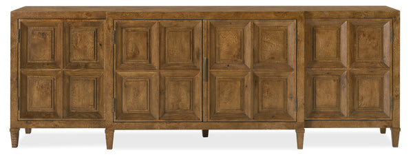Hooker Furniture Melange Nikos Oak Breakfront Credenza with Bronze Hardware and Wire Management 628-85754-82