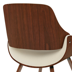 English Elm Malden Bentwood Dining Chair - Mid-Century Modern Comfort With Natural Linen Upholstery, Dark Brown B136P158900