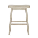 Homelegance By Top-Line Barrett Saddle Seat Counter Height Backless Stools (Set of 2) White Rubberwood