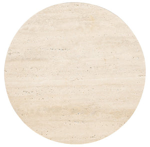 Hooker Furniture Melange Travertine Cirque Spot Table — Sculptural Round End Table, Tapered Pedestal, Neutral Beige Veining (22") 628-80593-00