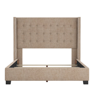 Homelegance By Top-Line Harlyn Tufted Linen Wingback Bed Beige Linen