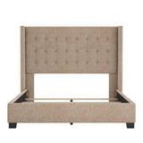 Homelegance By Top-Line Harlyn Tufted Linen Wingback Bed Beige Linen