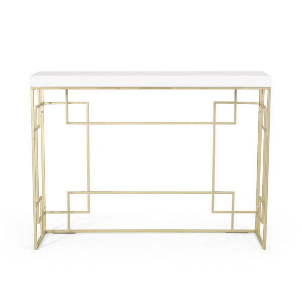 English Elm Christopher Knight Home® - CONSOLE Gold Geometric Console Table with MDF Top and Metal Open Frame — Modern Glam Accent for Hallway 71551.00