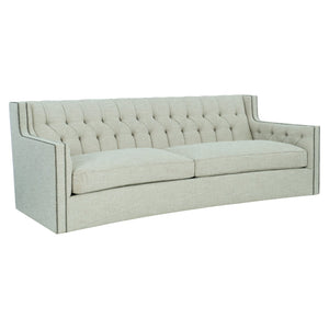 Bernhardt Bernhardt Candace Cream Crescent Sofa 96" — Tufted Back, Nailhead Trim, Curved Silhouette, 4 Pillows (Made-To-Order) B7277C