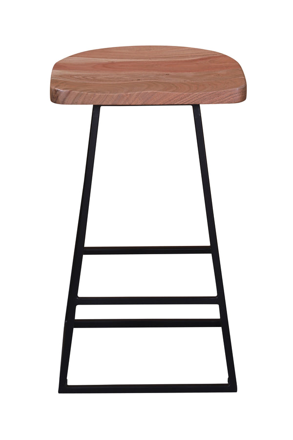 Porter Designs Clement Solid Acacia Wood Bar Stool With Sleek Lines And Comfortable Scooped Seat Natural Wood 07-196-10-2097