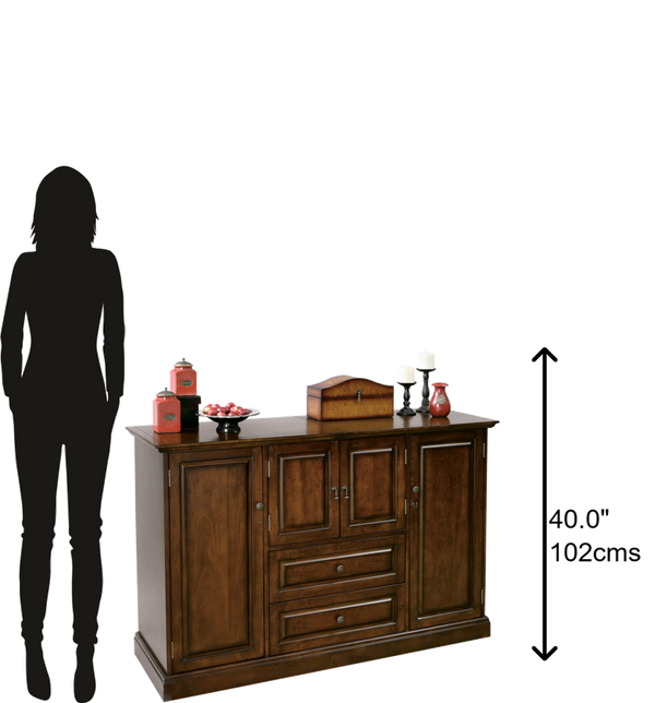 Hekman Furniture 695081 Hide-a-bar™ Console With Cherry Bordeaux Finish, Granite Top, And Storage For 28 Wine Bottles Cherry Bordeaux Devino Ii Wine & Bar Cabinet 695081