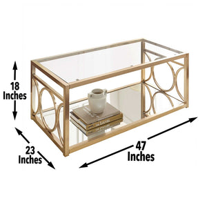 English Elm Steve Silver - Olympia Coffee Table - Striking Gold Chrome Centerpiece With Glass Top For Modern Living Spaces B081P157733-GIGA