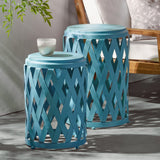 Christopher Knight Home® - Noble House - Selen Outdoor Small and Large Iron Side Table Set - Set of 2