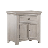 Homelegance By Top-Line Macie 1-Drawer Wood Cupboard Nightstand with Charging Station White Wood