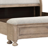 Higgins Street King Upholstered Bed Brown with Woodland Stone Finish P349-BR-K3 Pulaski Furniture