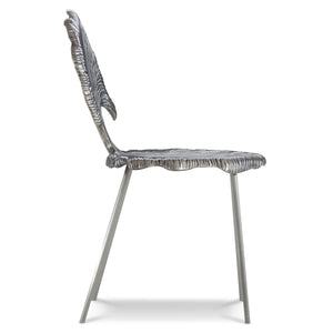 Bernhardt Bernhardt Felicity Cast Aluminum Metal Chair With Ginkgo Leaf Design, Shiny Nickel Finish, Durable Elegance 301547