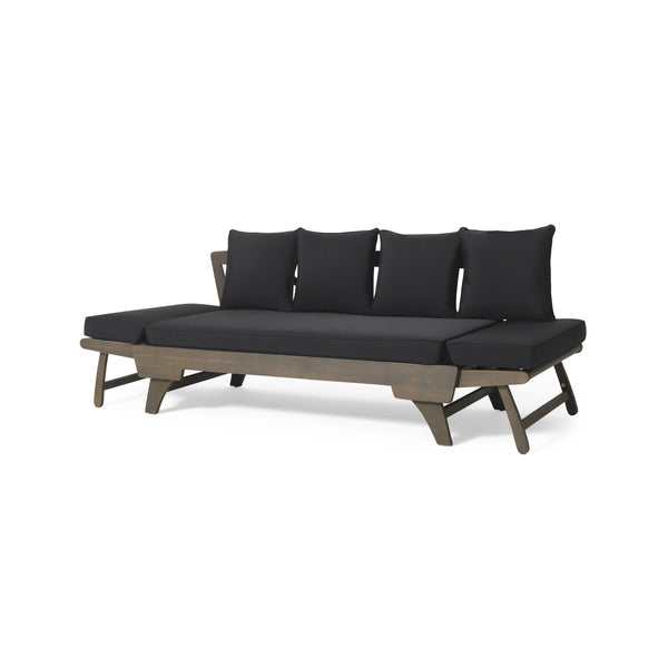 English Elm Christopher Knight Home® - OTTAVIO Acacia Outdoor Sofa Daybed Convertible Expandable with Water-Resistant Cushions, Grey Patio Luxury 63454.00BLK