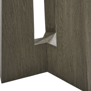 Bernhardt Bernhardt Rochelle Sculptural Outdoor Side Table — 24" Round Gr Concrete Top With Teak Tri-Leg Base, Weather-Resistant Elegance K1830