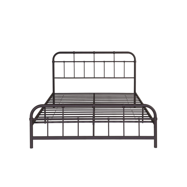 English Elm Queen Iron Platform Bed Pipe Style Frame No Box Spring Needed Industrial Loft Bedroom Copper 64072.00HMCOP-Q
