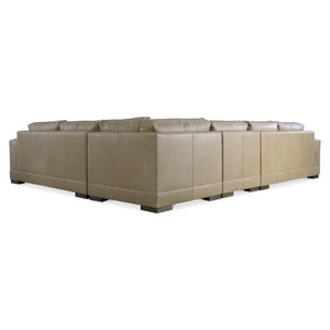 Bernhardt Bernhardt Lars Leather Sectional With Plush Deep Cushions, Wide Track Arms And Textured Wood Block Feet For Modern Living Space Comfort Tan K2094