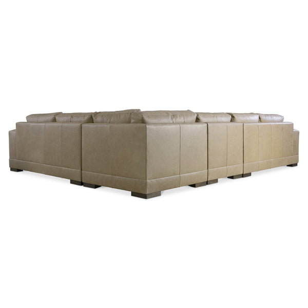 Bernhardt Bernhardt Lars Leather Sectional With Plush Deep Cushions, Wide Track Arms And Textured Wood Block Feet For Modern Living Space Comfort Tan K2094