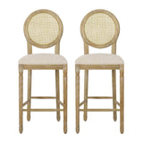 Christopher Knight Home® - Noble House - Epworth French Country Wooden Barstools with Upholstered Seating (Set of 2)