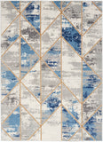 ETN12 Elation Modern Indoor Rug - Chic Abstract Design in Grey, Ivory & Blue for Stylish Comfort